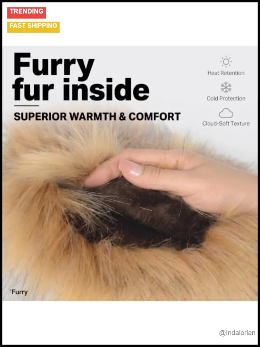 Faux Fur Mid-Calf Snow Boots Warm Plush Lining Anti-Slip Flat Heel